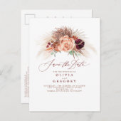 Pampas Grass Floral Terracotta Save the Date Aankondigingskaart (Voorkant / Achterkant)
