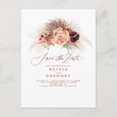 Pampas Grass Floral Terracotta Save the Date Aankondigingskaart (Voorkant)