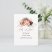 Pampas Grass Floral Terracotta Save the Date Aankondigingskaart (Staand voorkant)