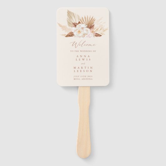 Pampas Grass Floral Terracotta Wedding Programme Handwaaier (Voorkant)