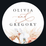 Pampas Grass Floral Terracotta Wedding Ronde Sticker<br><div class="desc">Pampas gras floral terracotta trouwstickers</div>