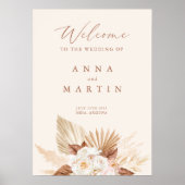 Pampas Grass Floral Terracotta Wedding Welkom Poster (Voorkant)