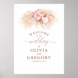 Pampas Grass Floral Terracotta Wedding Welkom Poster