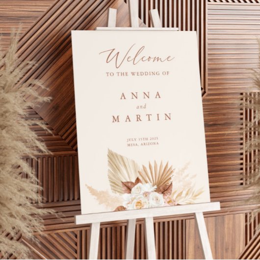 Pampas Grass Floral Terracotta Wedding Welkom Poster