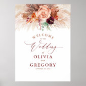 Pampas Grass Floral Terracotta Wedding Welkom Poster (Voorkant)