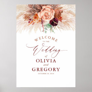 Pampas Grass Floral Terracotta Wedding Welkom Poster