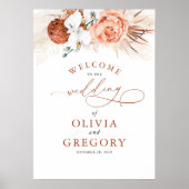 Pampas Grass Floral Terracotta Wedding Welkom Poster (Voorkant)