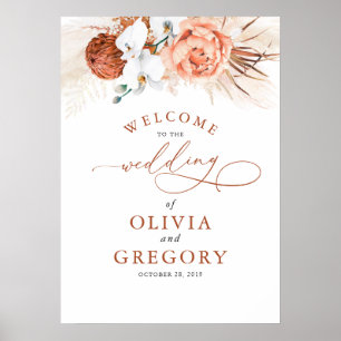 Pampas Grass Floral Terracotta Wedding Welkom Poster