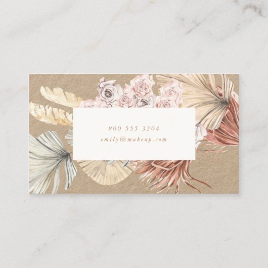 Pampas Grass Floral Tropical Oerwoud Kraft Visitekaartje (Achterkant)