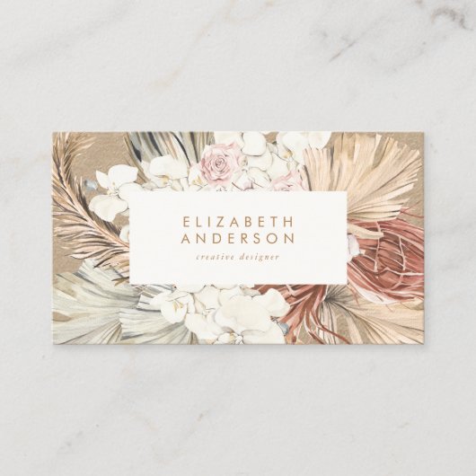 Pampas Grass Floral Tropical Oerwoud Kraft Visitekaartje (Voorkant)