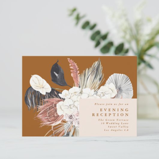 Pampas Grass Floral Tropical Oerwoud Reception Car Informatiekaartje (Staand voorkant)