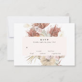 Pampas Grass Floral Tropical Oerwoud Wedding RSVP Kaartje (Voorkant)