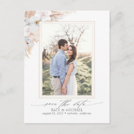 Pampas Grass Floral Tropical Save the Date Photo Aankondigingskaart