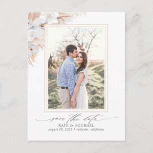 Pampas Grass Floral Tropical Save the Date Photo Aankondigingskaart
