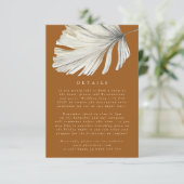 Pampas Grass Floral Tropical Wedding Details Informatiekaartje (Staand voorkant)