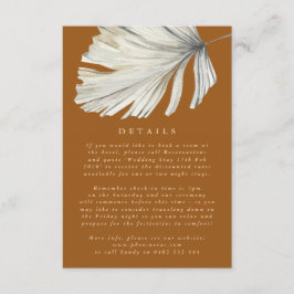 Pampas Grass Floral Tropical Wedding Details Informatiekaartje