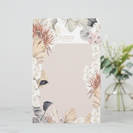 Pampas Grass Floral Tropisch Oerwoud Briefpapier (Staand voorkant)