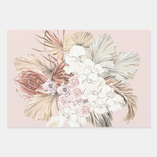 Pampas Grass Floral Tropisch Oerwoud Inpakpapier Vel (Voorkant 2)