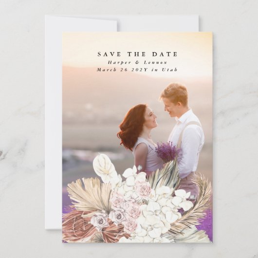 Pampas Grass Floral Tropisch Oerwoud Save The Date (Voorkant)