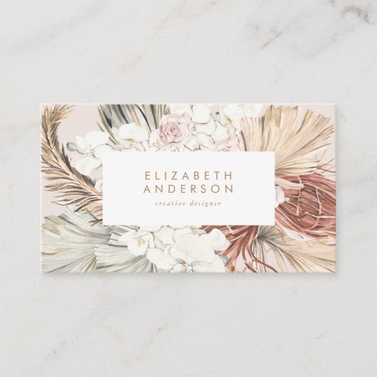 Pampas Grass Floral Tropisch Oerwoud Visitekaartje (Voorkant)