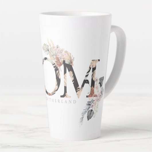 Pampas Grass Floral Tropische Boho Roze Moederdag Latte Mok (Rechterhoek)