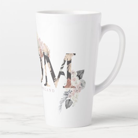 Pampas Grass Floral Tropische Boho Roze Moederdag Latte Mok (Rechts)