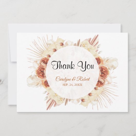 Pampas Grass Floral Weddenschap Hartelijk dank Bedankkaart (Voorkant)