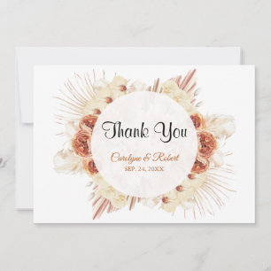 Pampas Grass Floral Weddenschap Hartelijk dank Bedankkaart