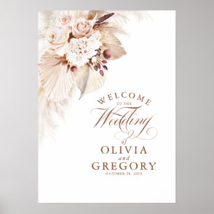 Pampas Grass Floral Weddenschap Welkomstteken Poster