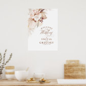 Pampas Grass Floral Weddenschap Welkomstteken Poster (Keuken)