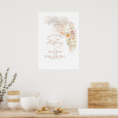 Pampas Grass Floral Weddenschap Welkomstteken Poster (Keuken)