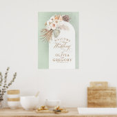 Pampas Grass Floral Weddenschap Welkomstteken Poster (Keuken)