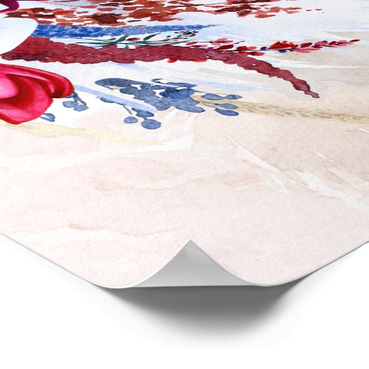 Pampas Grass Floral Wreath Weddenschap Poster (Hoek)