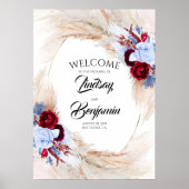Pampas Grass Floral Wreath Weddenschap Poster (Voorkant)