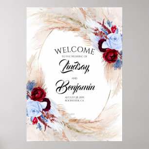 Pampas Grass Floral Wreath Weddenschap Poster