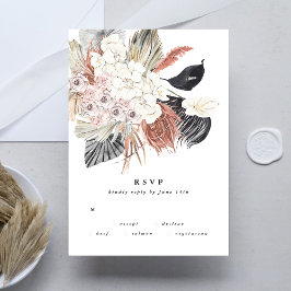 Pampas Grass Flower Tropical Oerwoud Wedding RSVP Kaartje