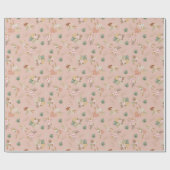 Pampas Grass & Flowers on Tea Roos Roze Cadeaupapier (Vlak)