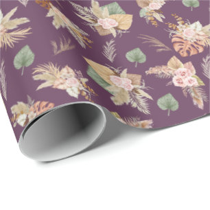 Pampas Grass & Flowers op Mulberry Cadeaupapier