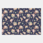 Pampas Grass & Flowers op Navy Blue Inpakpapier Vel (Voorkant)