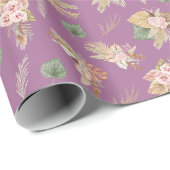 Pampas Grass & Flowers op Paarse Cadeaupapier (Rol Hoek)