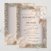 Pampas Grass Flowers Sequins Lijst Kaart (Voorkant / Achterkant)