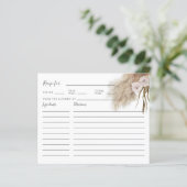 Pampas Grass Foliage Vrijgezellenfeest Recipe Kaar (Staand voorkant)