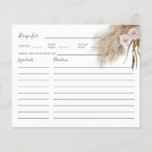 Pampas Grass Foliage Vrijgezellenfeest Recipe Kaar (Voorkant)