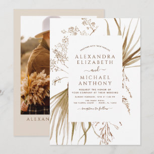 Pampas Grass Foto Bohemian Boho Wedding Kaart