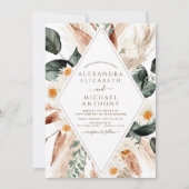 Pampas Grass Foto Boho Bohemian Wedding Invitatio Kaart (Voorkant)