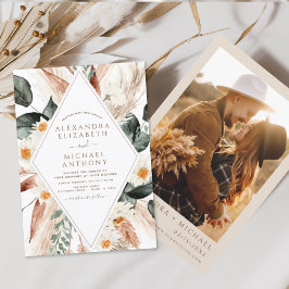 Pampas Grass Foto Boho Bohemian Wedding Invitatio Kaart