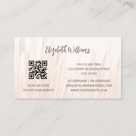 Pampas Grass Foto | Visitekaartje QR-code (Achterkant)