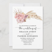 Pampas Grass Gedroogd Bloemen Roos en Paarse Bruil Kaart (Voorkant)