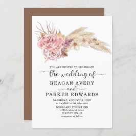 Pampas Grass Gedroogd Bloemen Roos en Paarse Bruil Kaart