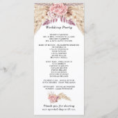 Pampas Grass Gedroogd Bloemen Roos Paarse Bruiloft Programmakaart (Achterkant)